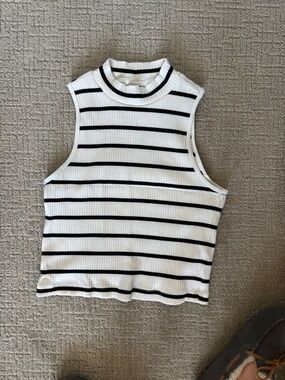 Old Navy White Tank Top with Black Stripes